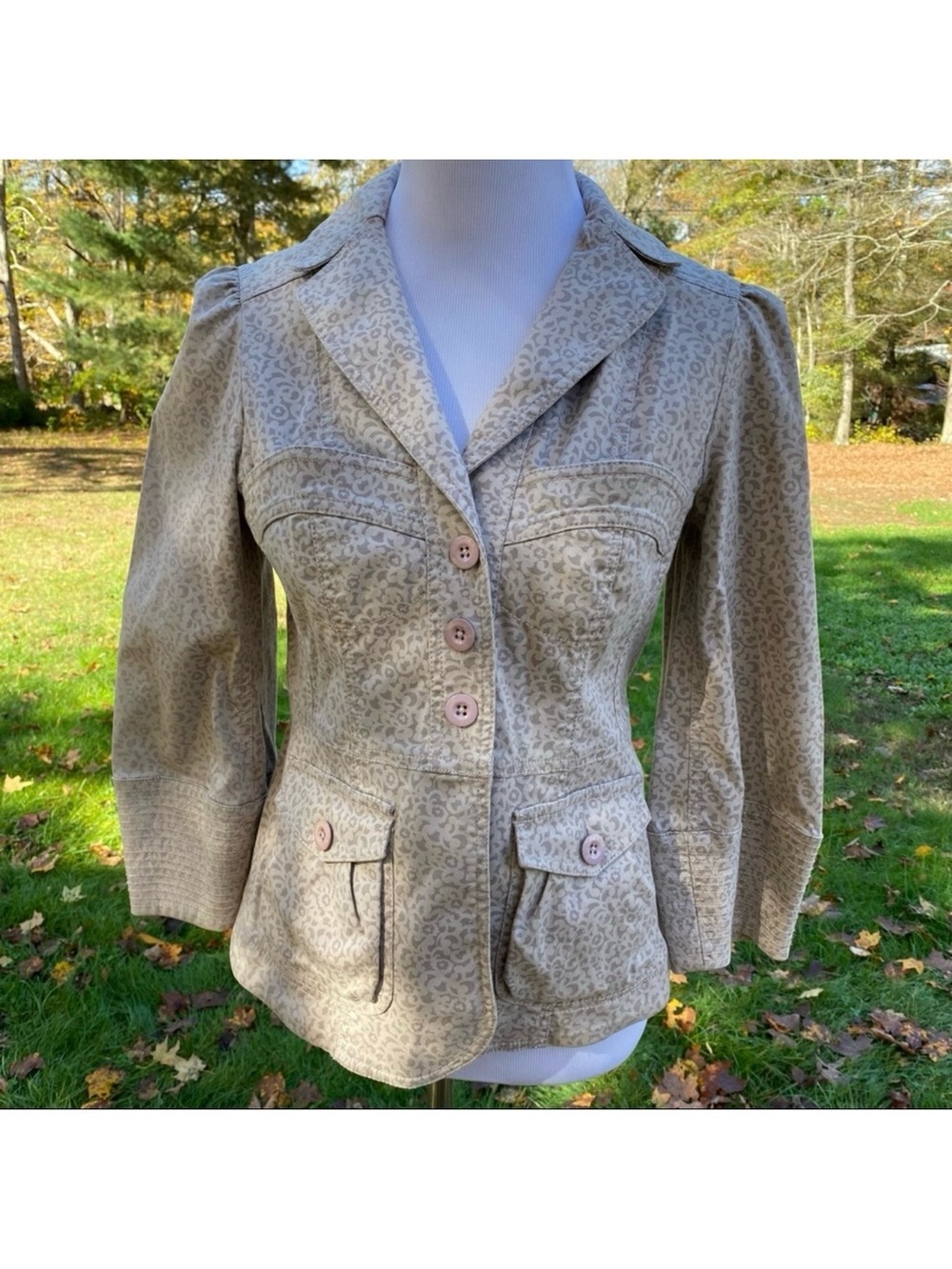 MARC By MARC JACOBS JACKET COAT BLAZER lapel Fitted tan floral print Size 6